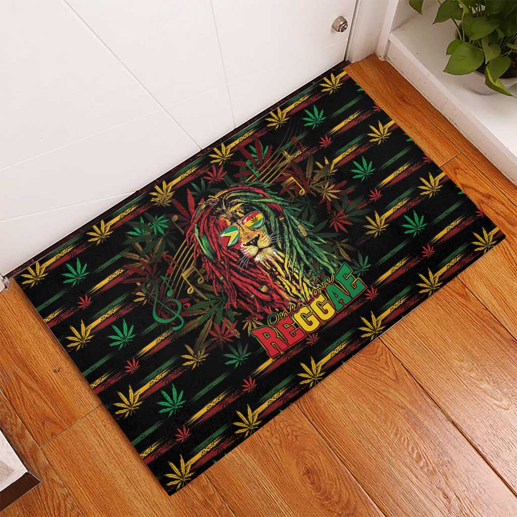 Guyana One Love Reggae Lion Rubber Doormat Caribbean Reggae Spirit