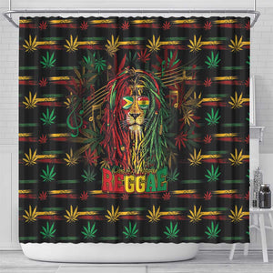 Guyana One Love Reggae Lion Shower Curtain Caribbean Reggae Spirit