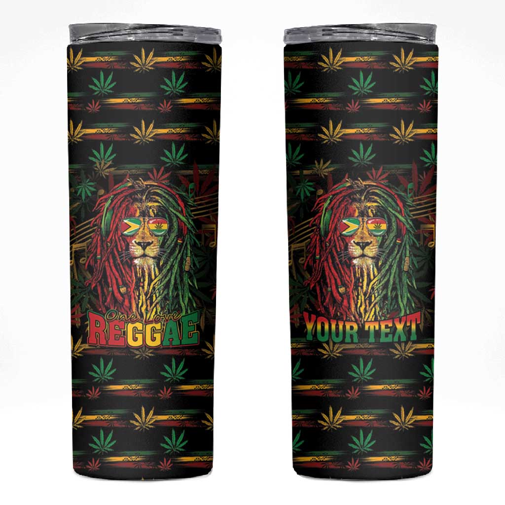 Personalized Guyana One Love Reggae Lion Skinny Tumbler Caribbean Reggae Spirit