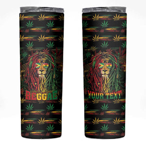 Personalized Guyana One Love Reggae Lion Skinny Tumbler Caribbean Reggae Spirit