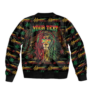 Personalized Guyana One Love Reggae Lion Sleeve Zip Bomber Jacket Caribbean Reggae Spirit