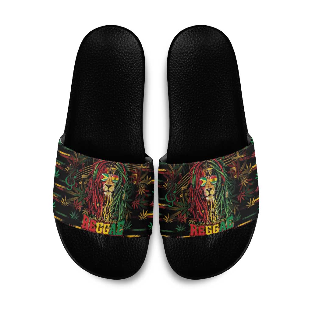 Guyana One Love Reggae Lion Slide Sandals Caribbean Reggae Spirit