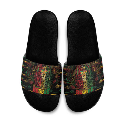 Guyana One Love Reggae Lion Slide Sandals Caribbean Reggae Spirit