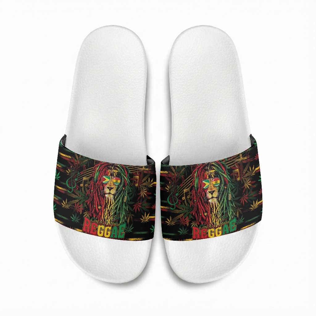Guyana One Love Reggae Lion Slide Sandals Caribbean Reggae Spirit