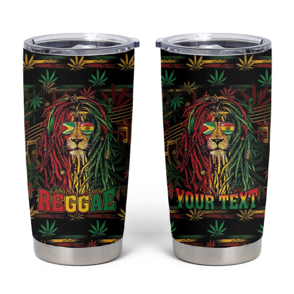 Personalized Guyana One Love Reggae Lion Tumbler Cup Caribbean Reggae Spirit