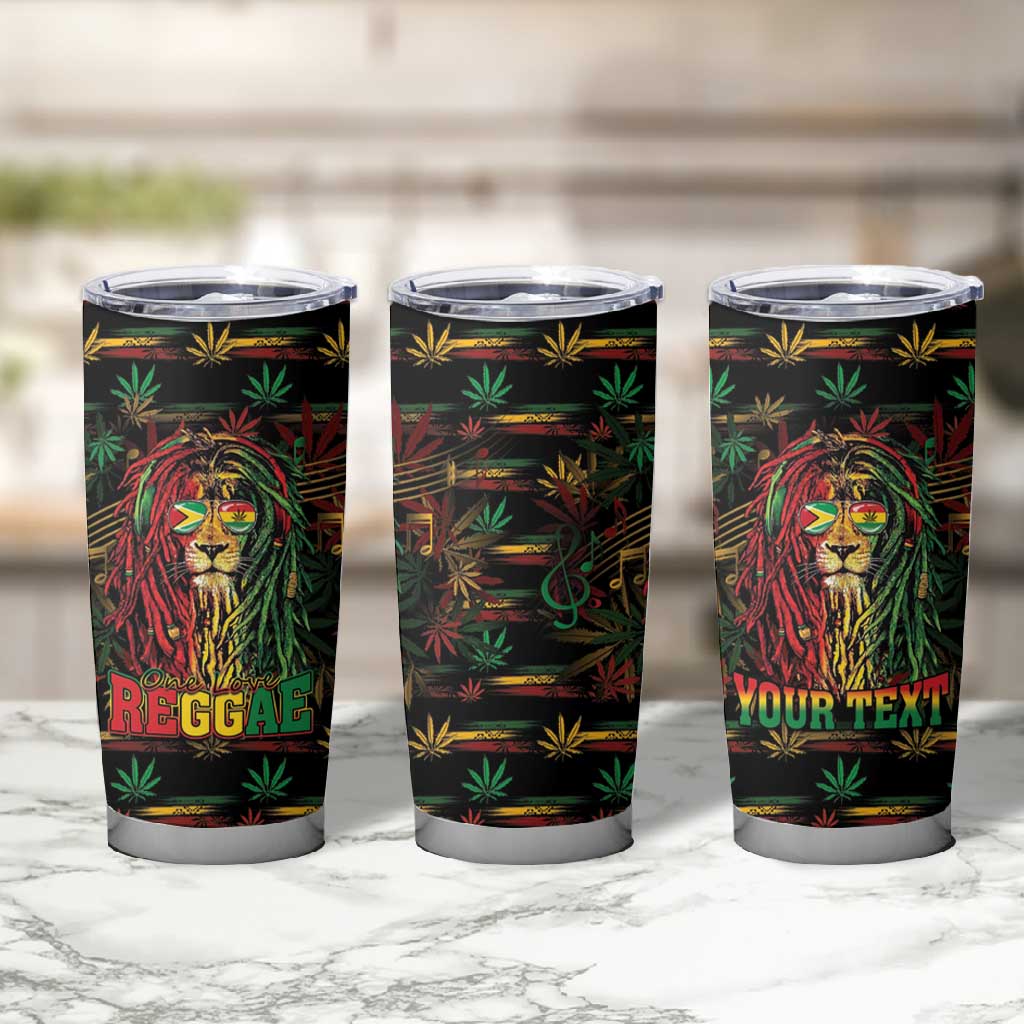 Personalized Guyana One Love Reggae Lion Tumbler Cup Caribbean Reggae Spirit