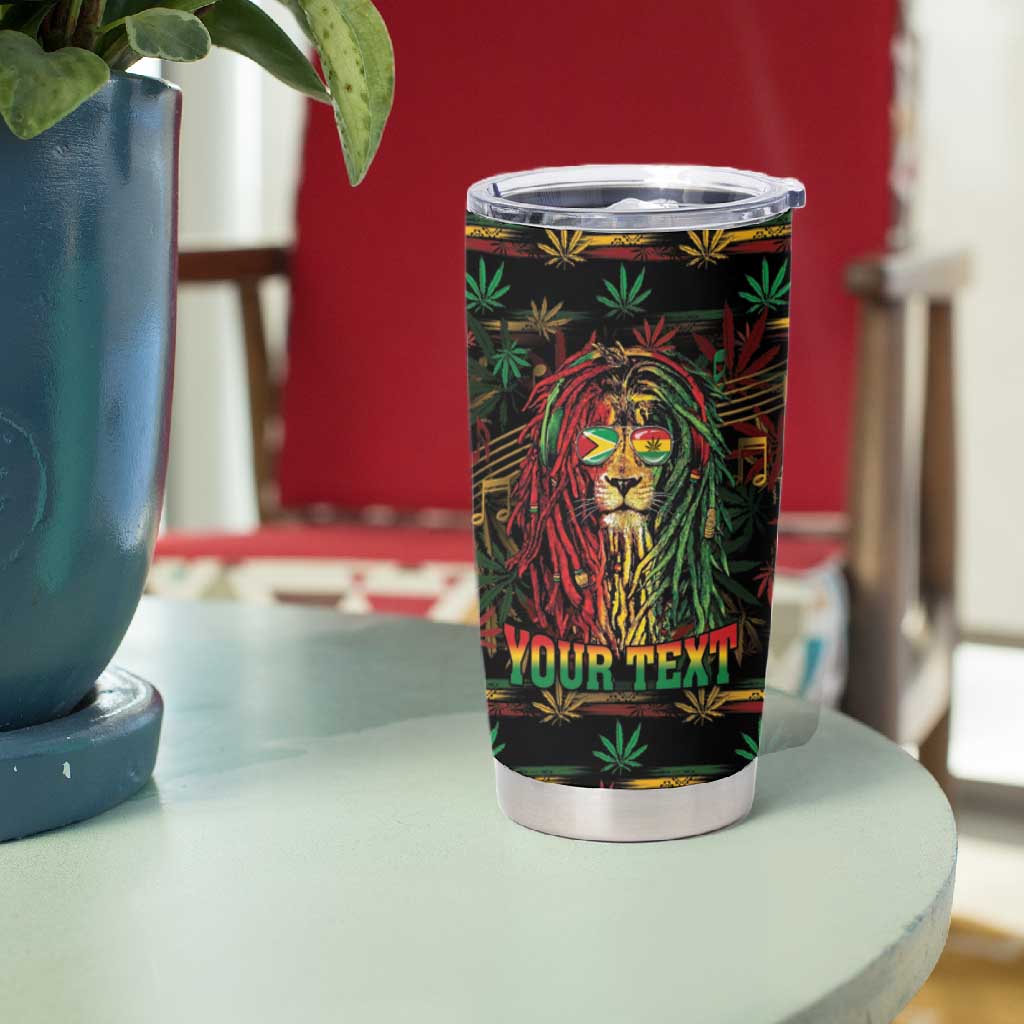 Personalized Guyana One Love Reggae Lion Tumbler Cup Caribbean Reggae Spirit