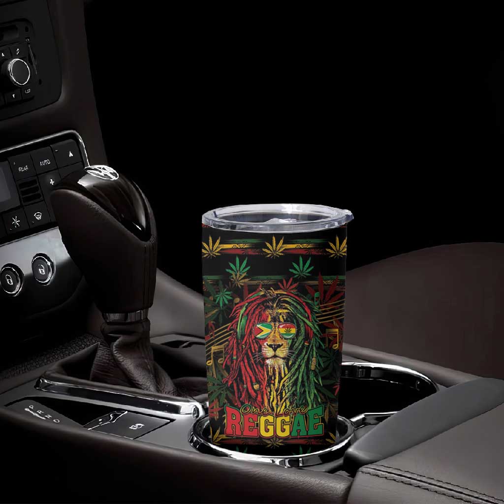 Personalized Guyana One Love Reggae Lion Tumbler Cup Caribbean Reggae Spirit