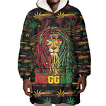 Personalized Guyana One Love Reggae Lion Wearable Blanket Hoodie Caribbean Reggae Spirit