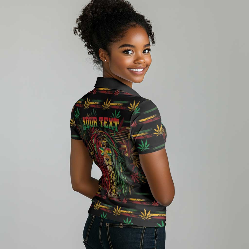 Personalized Guyana One Love Reggae Lion Women Polo Shirt Caribbean Reggae Spirit