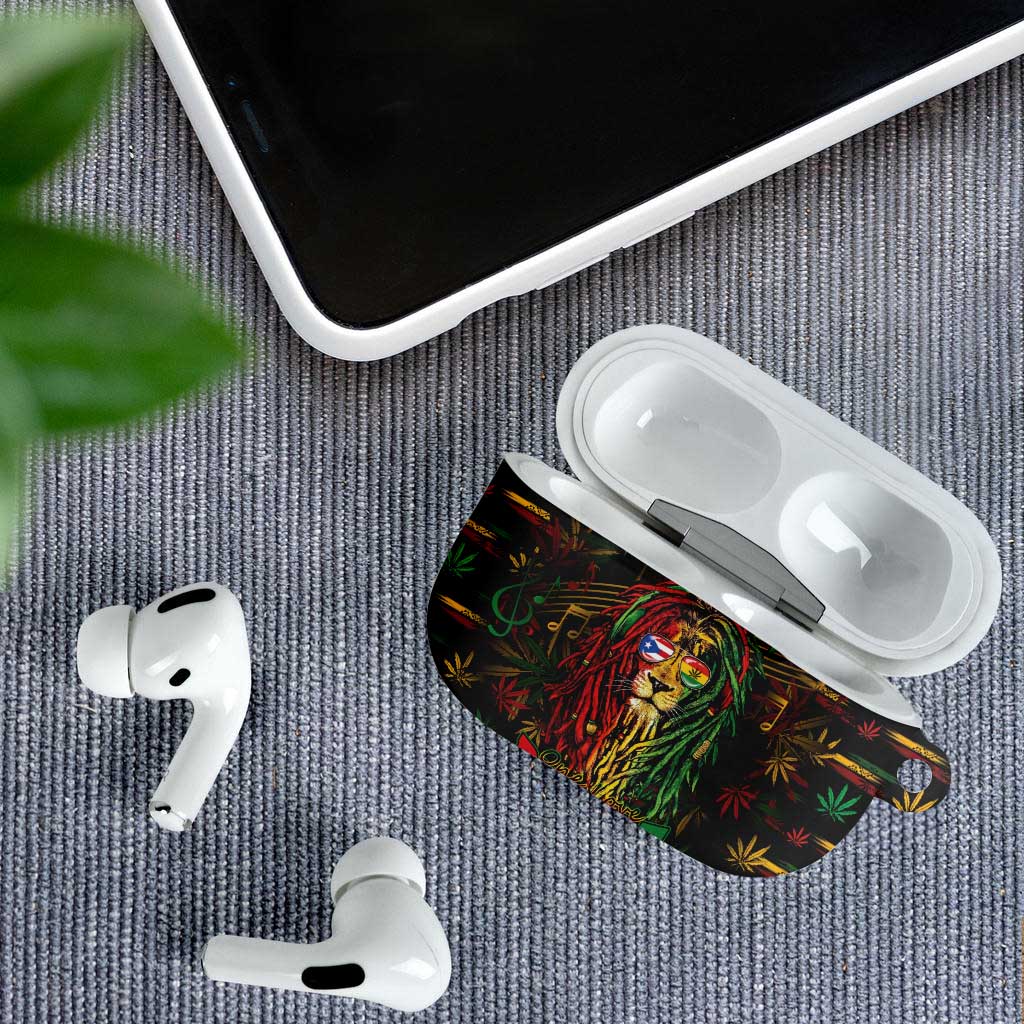 Puerto Rico One Love Reggae Lion AirPods Case Caribbean Reggae Spirit