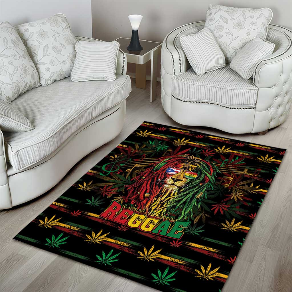 Puerto Rico One Love Reggae Lion Area Rug Caribbean Reggae Spirit
