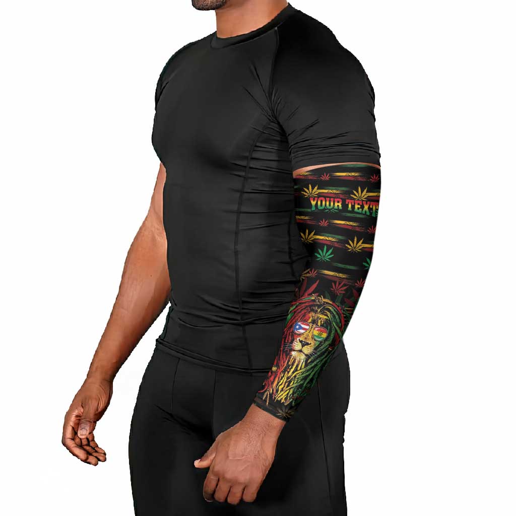 Personalized Puerto Rico One Love Reggae Lion Arm Sleeves Caribbean Reggae Spirit