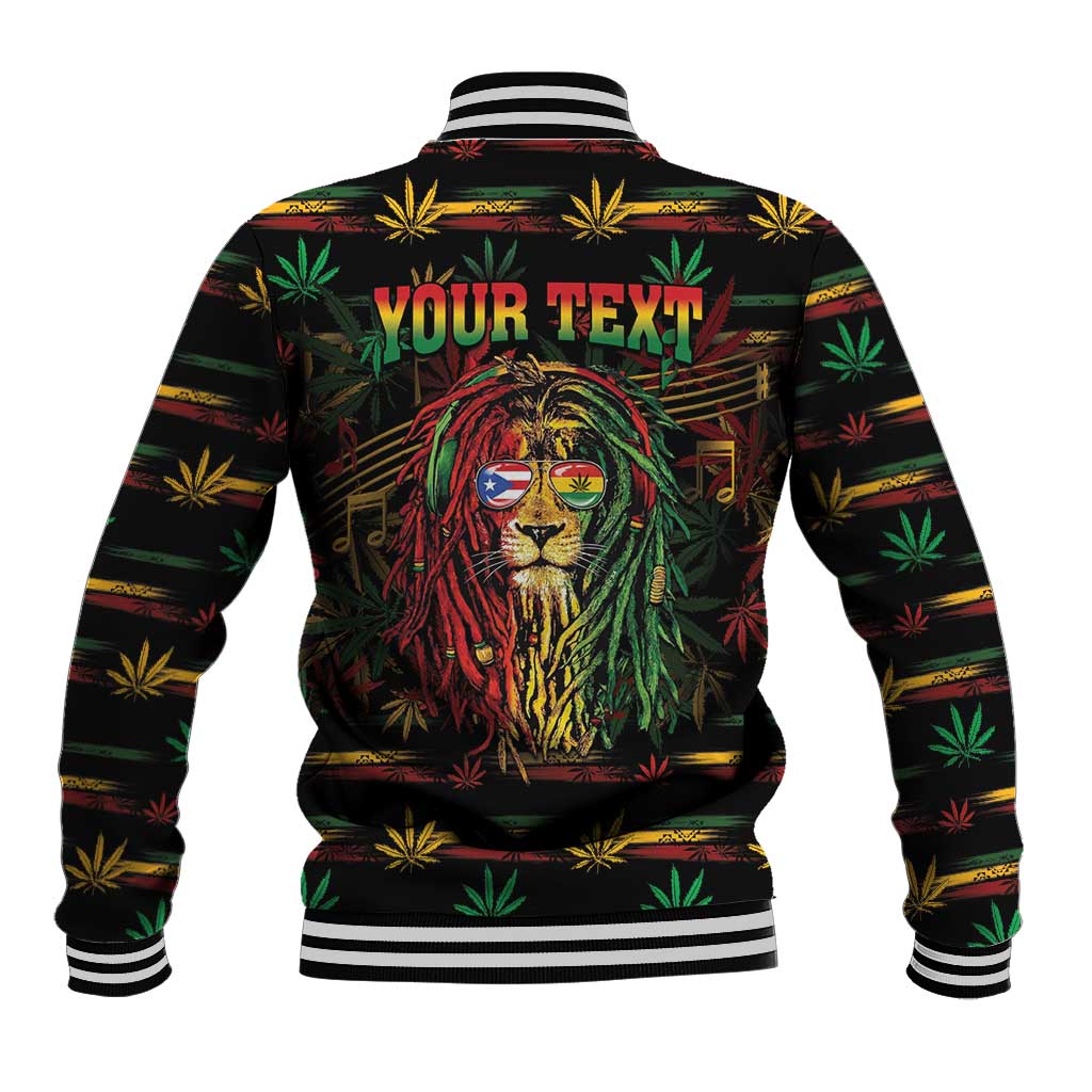 Personalized Puerto Rico One Love Reggae Lion Baseball Jacket Caribbean Reggae Spirit