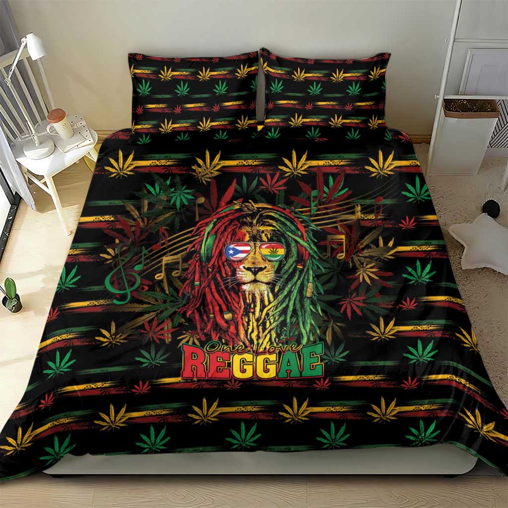 Puerto Rico One Love Reggae Lion Bedding Set Caribbean Reggae Spirit