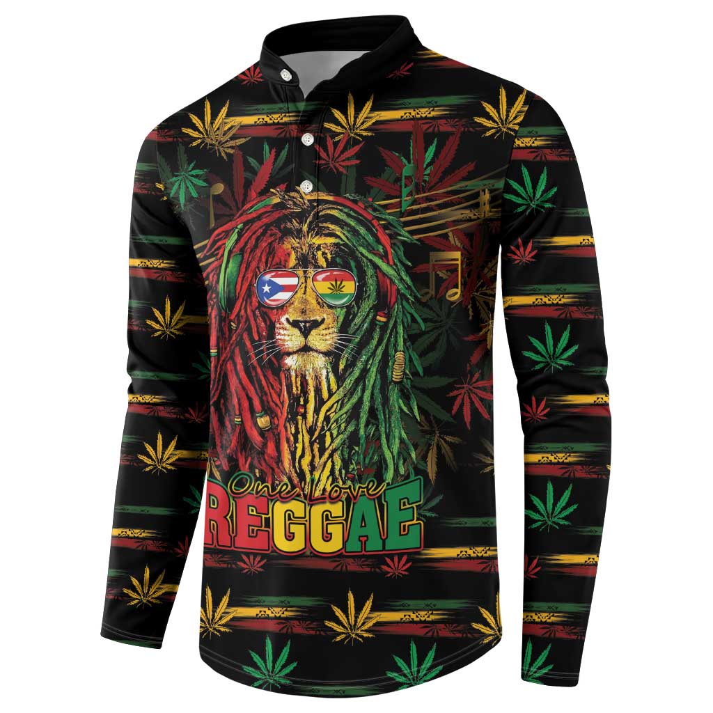 Personalized Puerto Rico One Love Reggae Lion Button Sweatshirt Caribbean Reggae Spirit