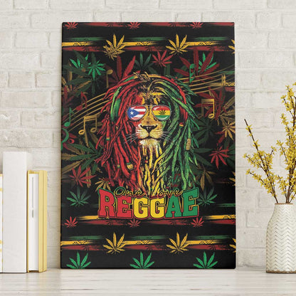 Puerto Rico One Love Reggae Lion Canvas Wall Art Caribbean Reggae Spirit