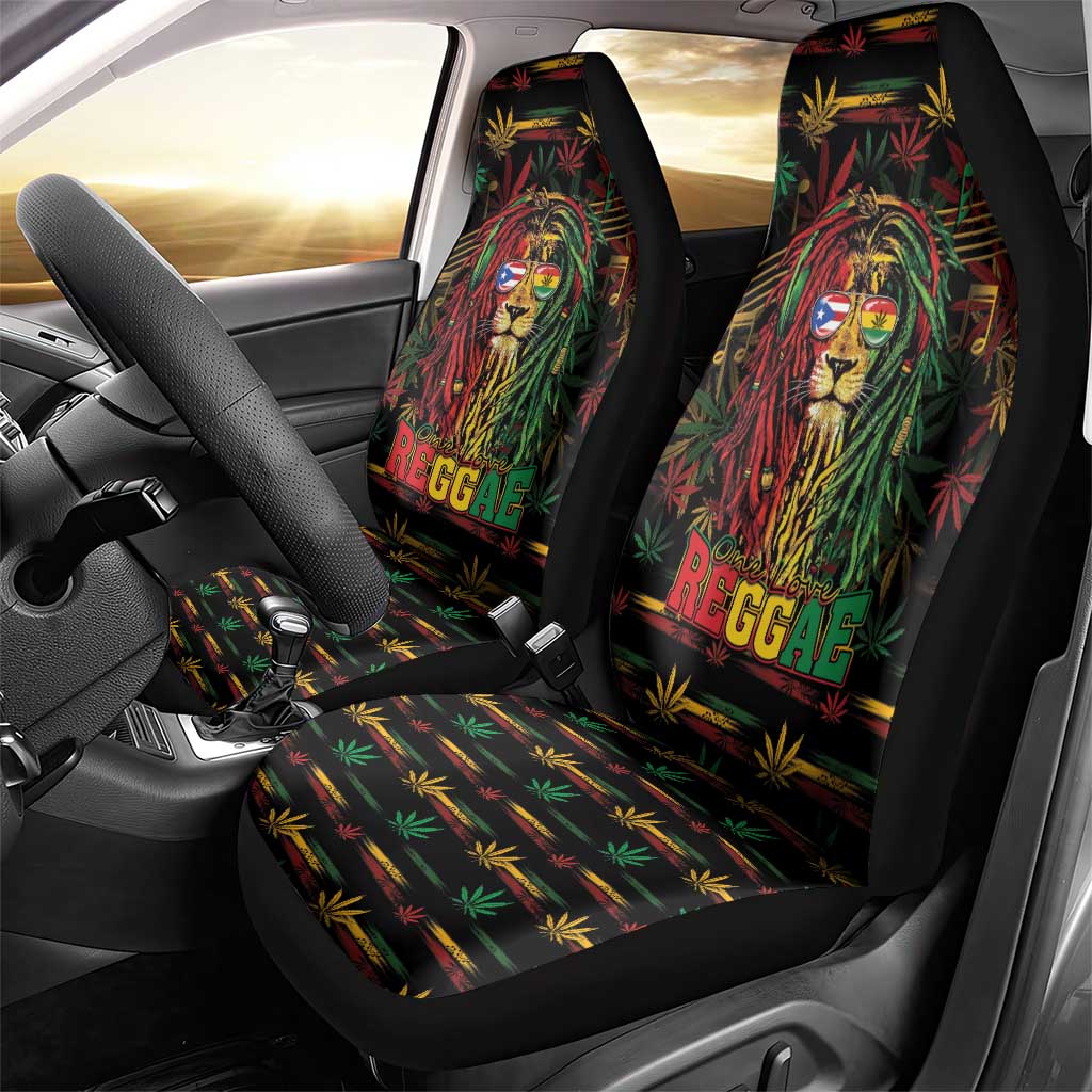 Puerto Rico One Love Reggae Lion Car Seat Cover Caribbean Reggae Spirit