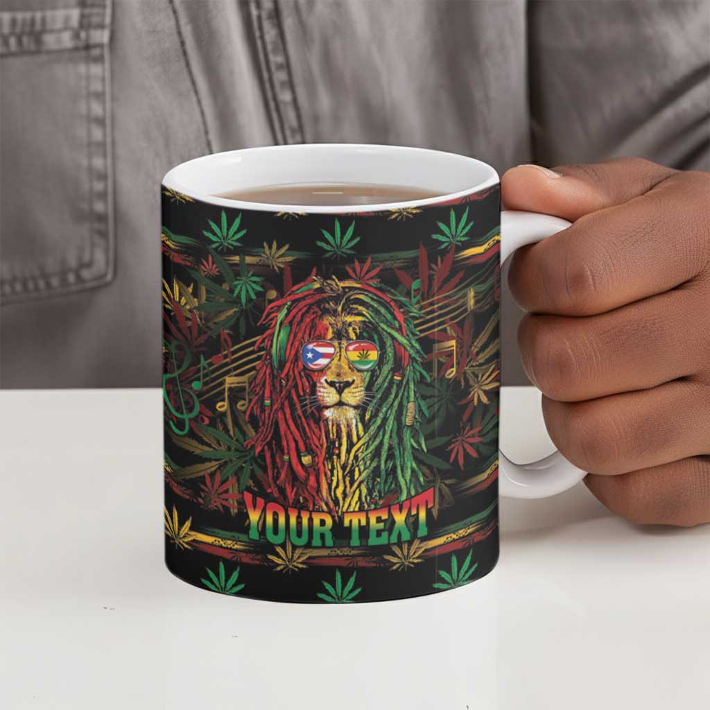 Personalized Puerto Rico One Love Reggae Lion Ceramic Mug Caribbean Reggae Spirit