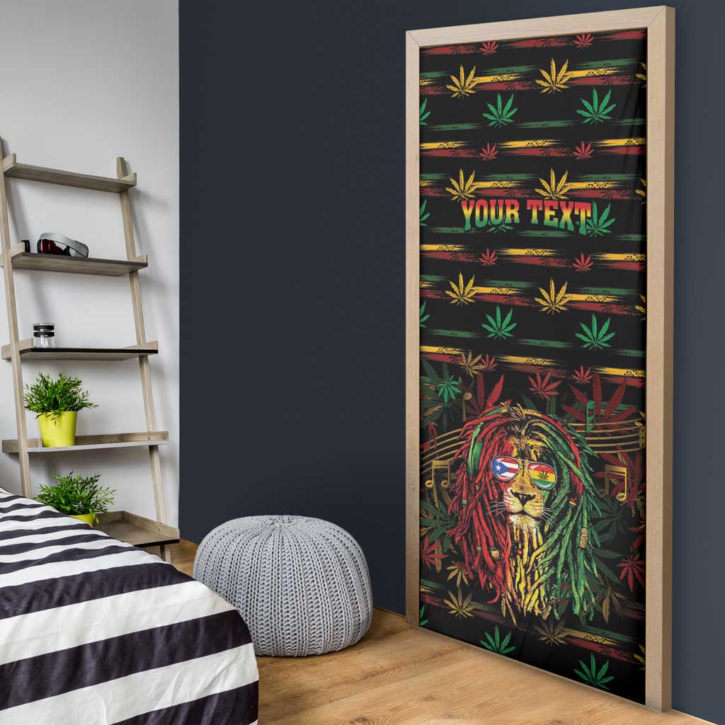 Personalized Puerto Rico One Love Reggae Lion Door Cover Caribbean Reggae Spirit