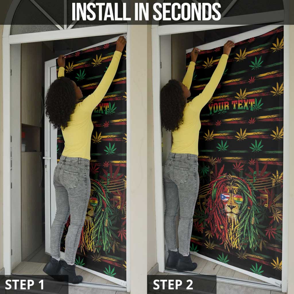 Personalized Puerto Rico One Love Reggae Lion Door Cover Caribbean Reggae Spirit