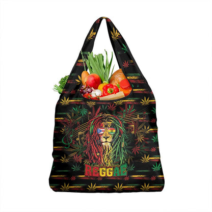 Puerto Rico One Love Reggae Lion Grocery Bag Caribbean Reggae Spirit