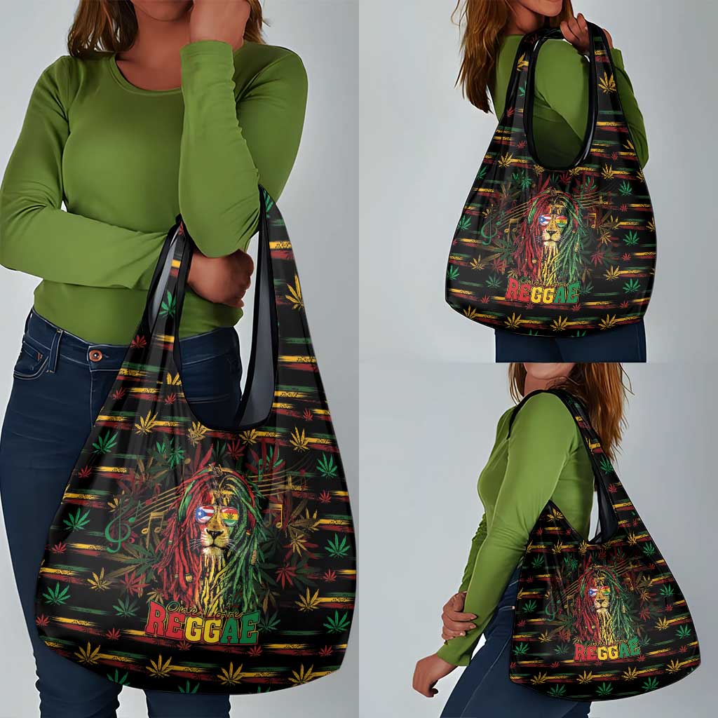 Puerto Rico One Love Reggae Lion Grocery Bag Caribbean Reggae Spirit