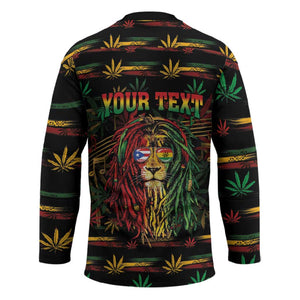 Personalized Puerto Rico One Love Reggae Lion Hockey Jersey Caribbean Reggae Spirit