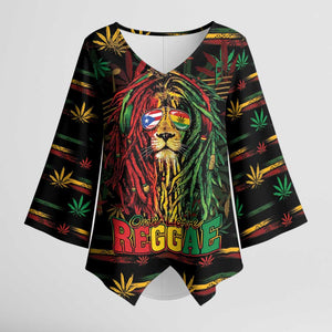 Personalized Puerto Rico One Love Reggae Lion Kimono Sleeve Blouse Caribbean Reggae Spirit
