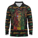 Personalized Puerto Rico One Love Reggae Lion Long Sleeve Polo Shirt Caribbean Reggae Spirit