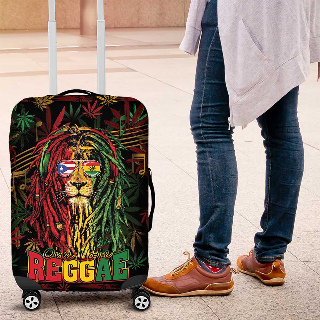 Puerto Rico One Love Reggae Lion Luggage Cover Caribbean Reggae Spirit