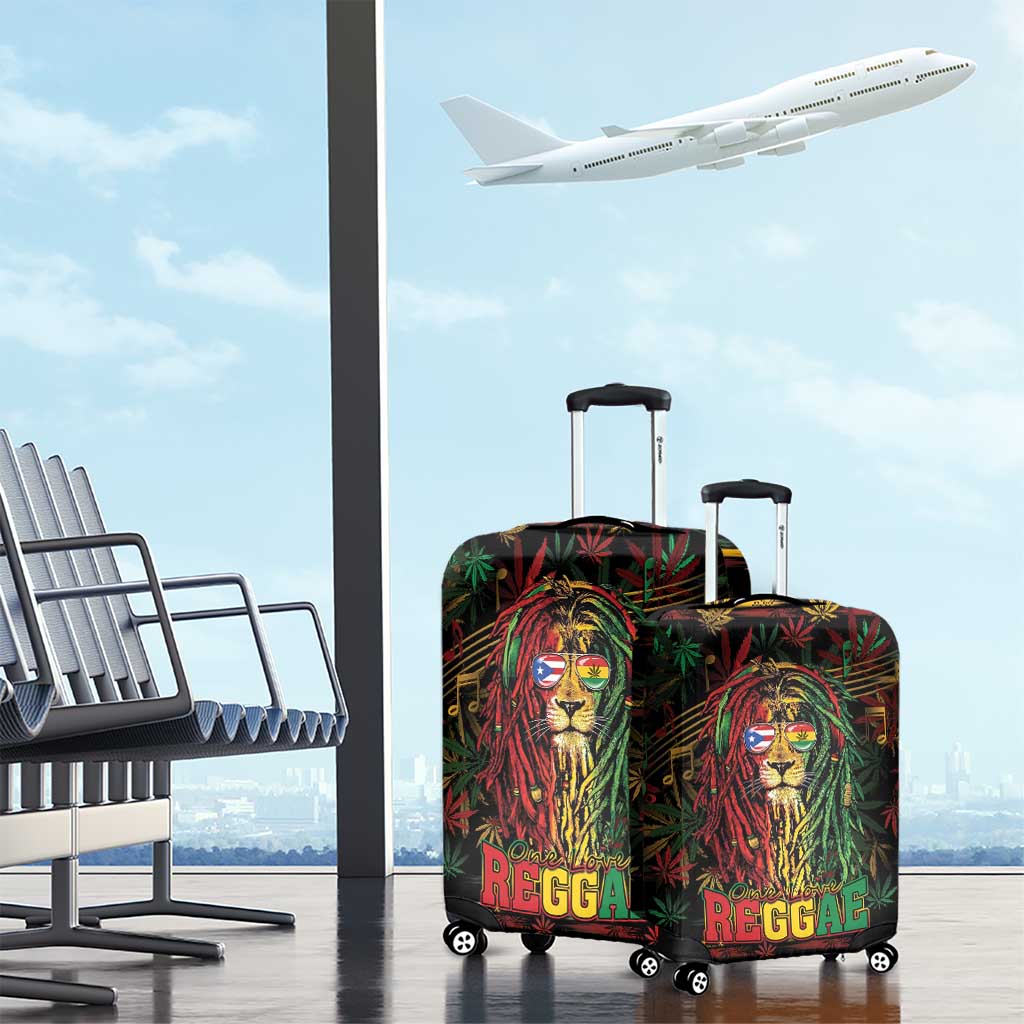 Puerto Rico One Love Reggae Lion Luggage Cover Caribbean Reggae Spirit