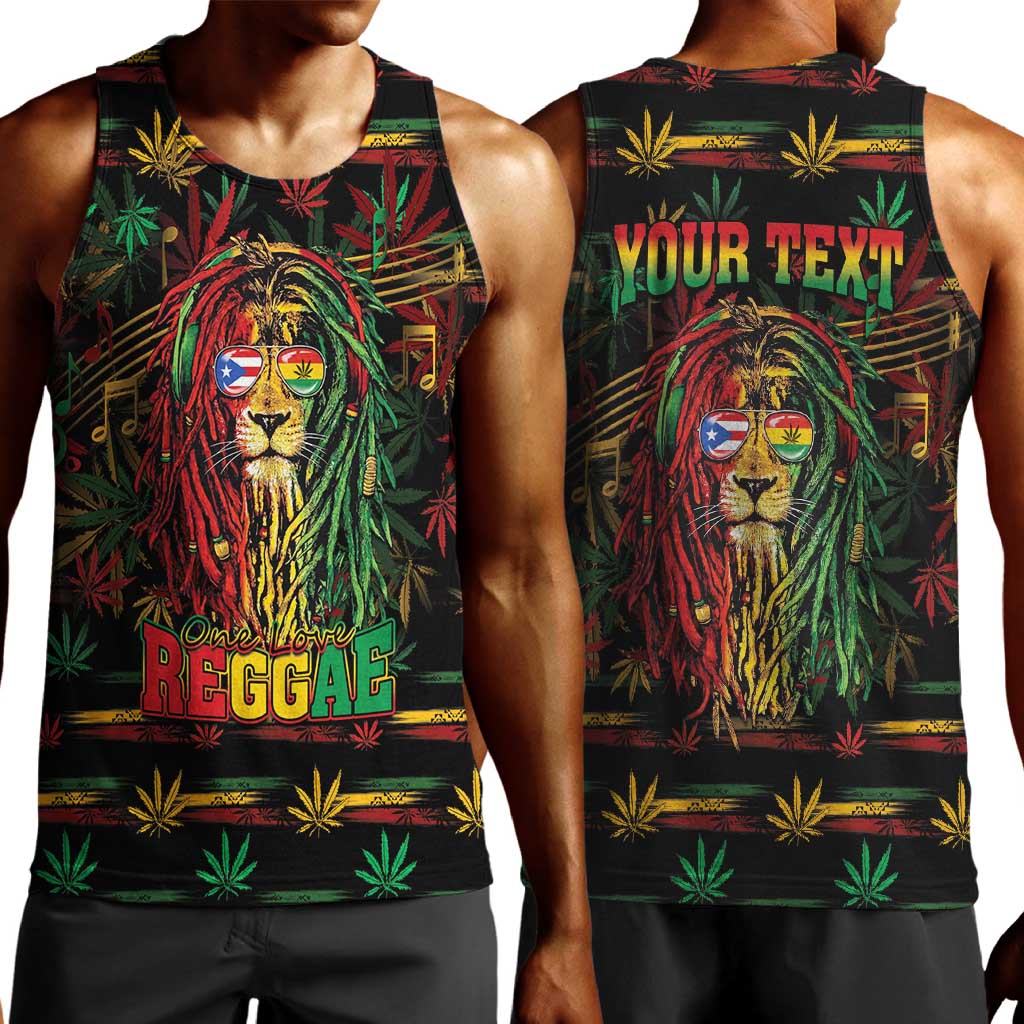 Personalized Puerto Rico One Love Reggae Lion Men Tank Top Caribbean Reggae Spirit