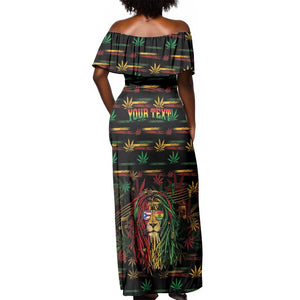 Personalized Puerto Rico One Love Reggae Lion Off Shoulder Maxi Dress Caribbean Reggae Spirit