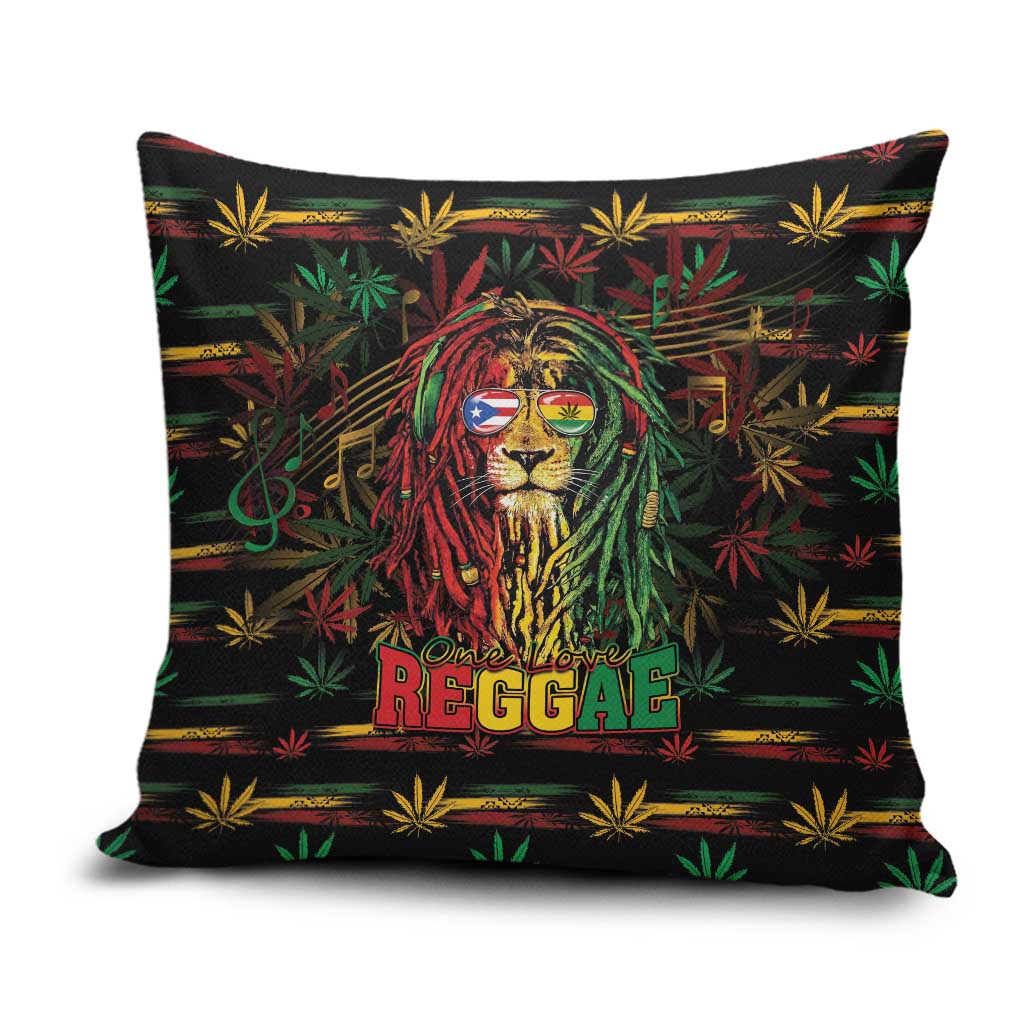 Puerto Rico One Love Reggae Lion Pillow Cover Caribbean Reggae Spirit