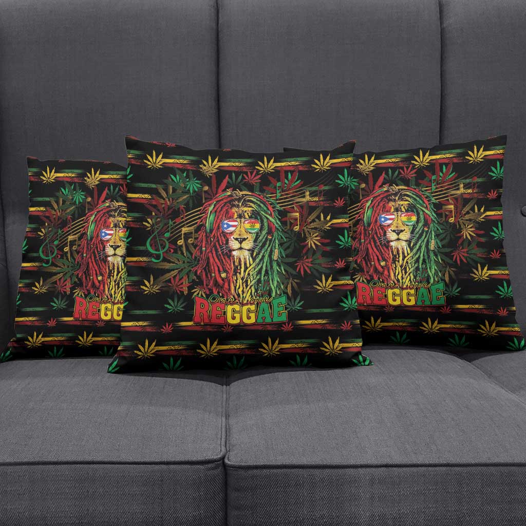 Puerto Rico One Love Reggae Lion Pillow Cover Caribbean Reggae Spirit