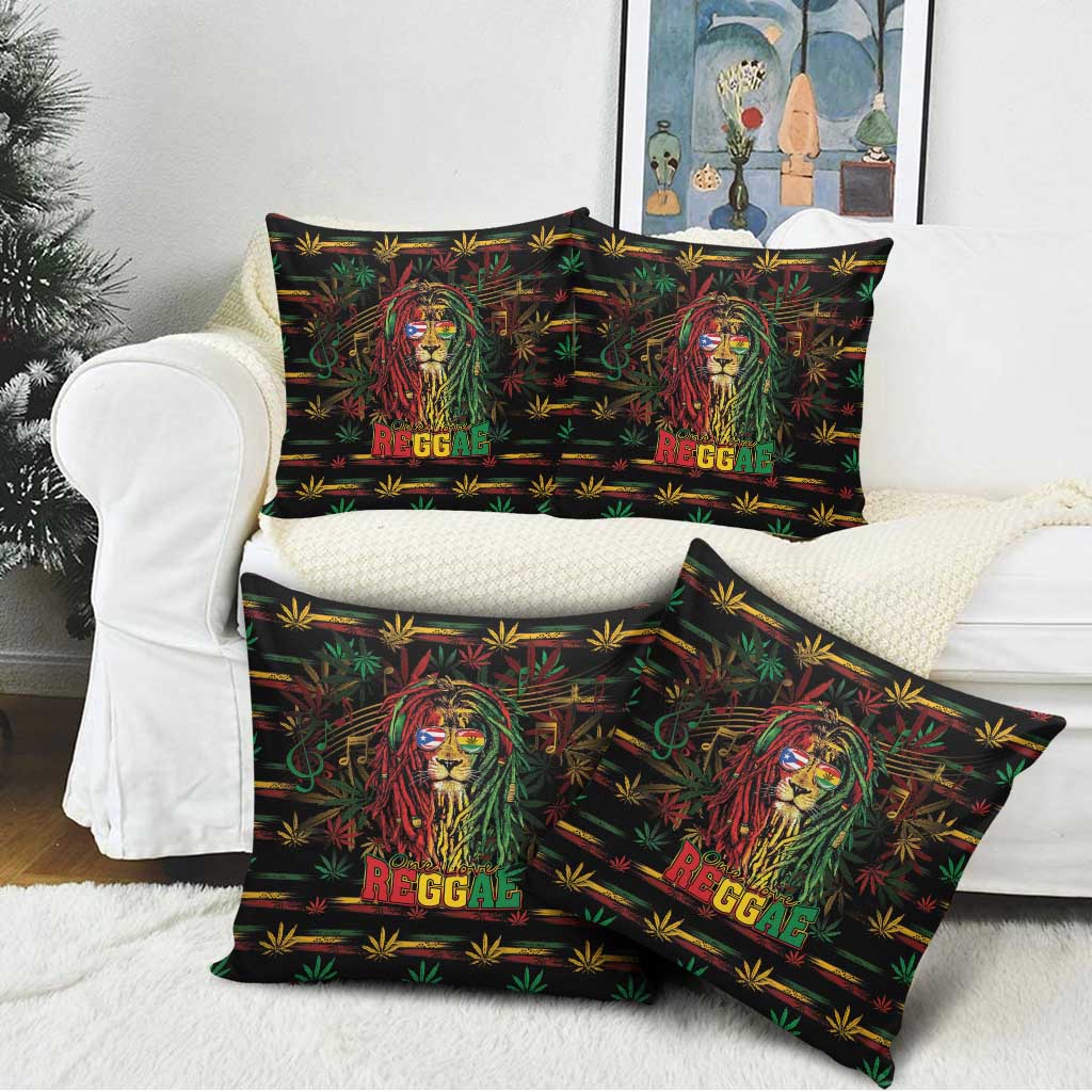 Puerto Rico One Love Reggae Lion Pillow Cover Caribbean Reggae Spirit
