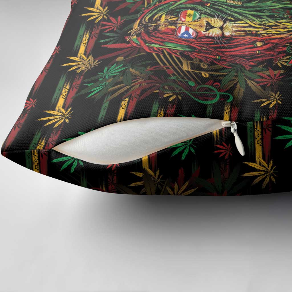 Puerto Rico One Love Reggae Lion Pillow Cover Caribbean Reggae Spirit