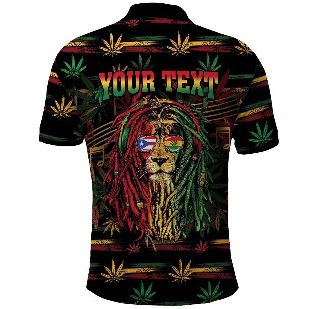 Personalized Puerto Rico One Love Reggae Lion Polo Shirt Caribbean Reggae Spirit