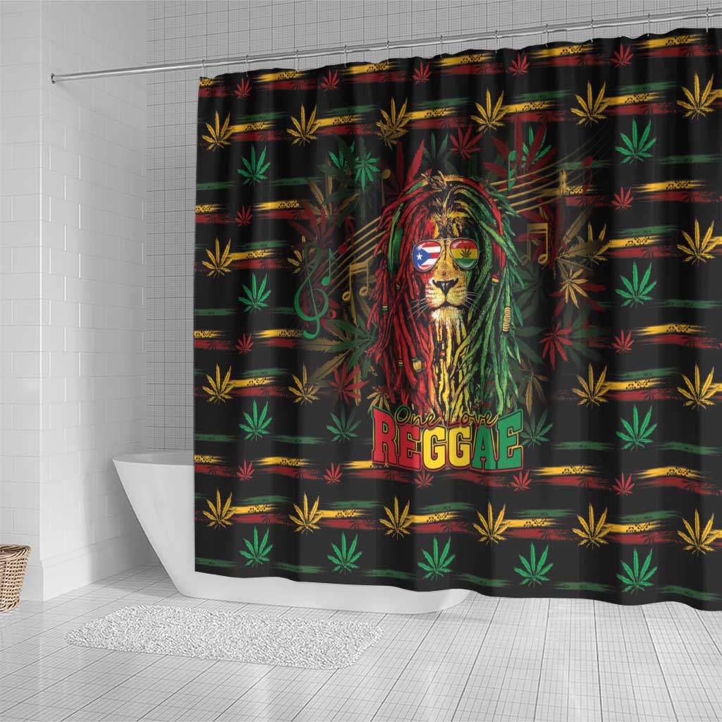 Puerto Rico One Love Reggae Lion Shower Curtain Caribbean Reggae Spirit