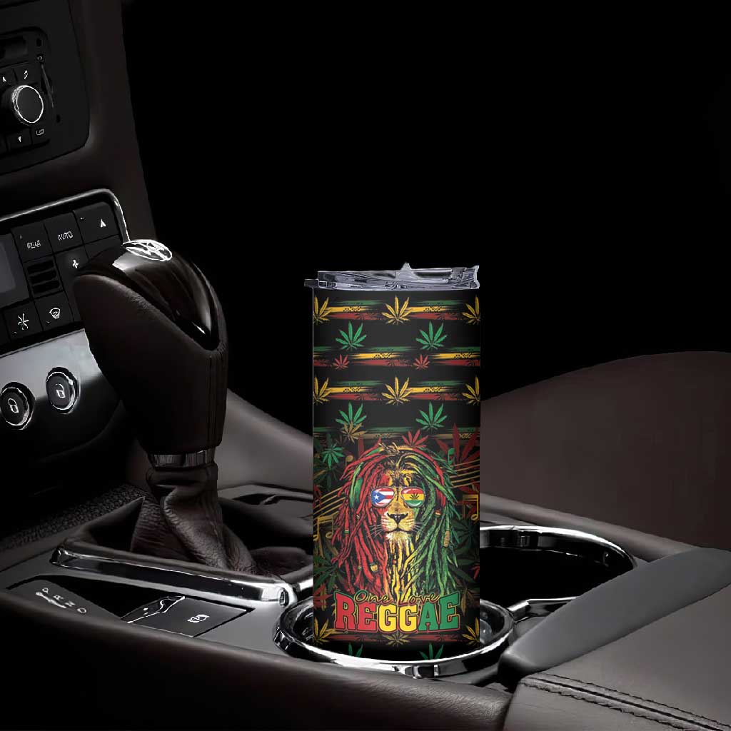 Personalized Puerto Rico One Love Reggae Lion Skinny Tumbler Caribbean Reggae Spirit