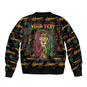 Personalized Puerto Rico One Love Reggae Lion Sleeve Zip Bomber Jacket Caribbean Reggae Spirit