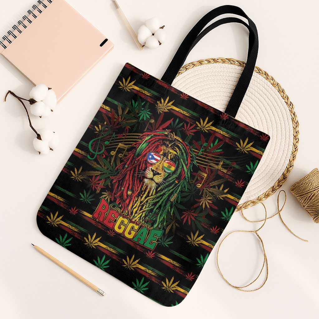 Puerto Rico One Love Reggae Lion Tote Bag Caribbean Reggae Spirit