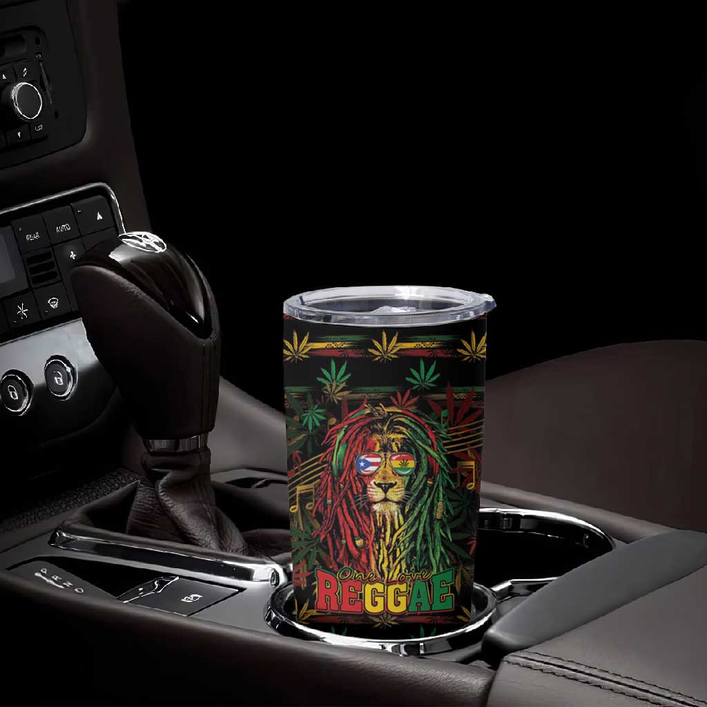 Personalized Puerto Rico One Love Reggae Lion Tumbler Cup Caribbean Reggae Spirit