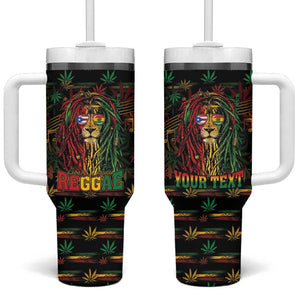Personalized Puerto Rico One Love Reggae Lion Tumbler With Handle Caribbean Reggae Spirit