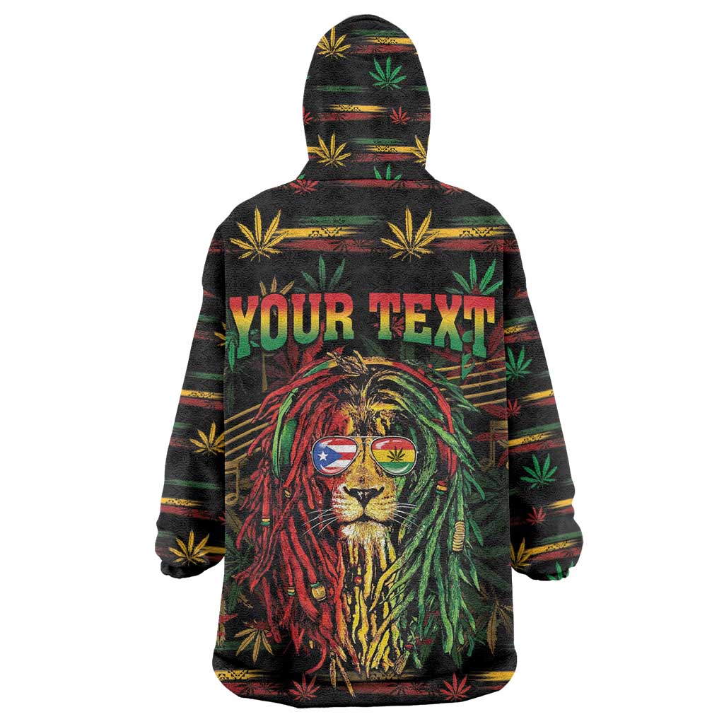 Personalized Puerto Rico One Love Reggae Lion Wearable Blanket Hoodie Caribbean Reggae Spirit
