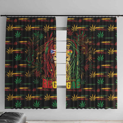 Puerto Rico One Love Reggae Lion Window Curtain Caribbean Reggae Spirit
