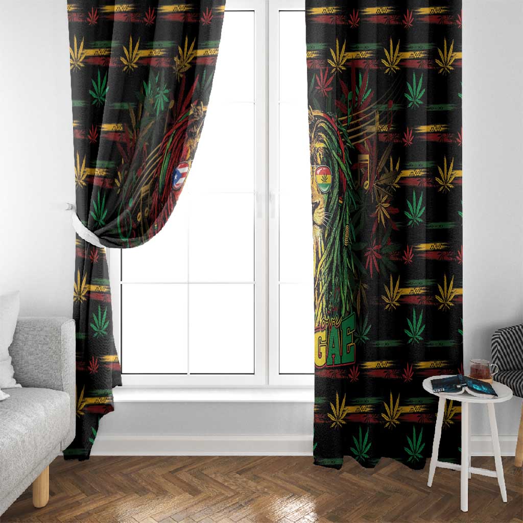 Puerto Rico One Love Reggae Lion Window Curtain Caribbean Reggae Spirit
