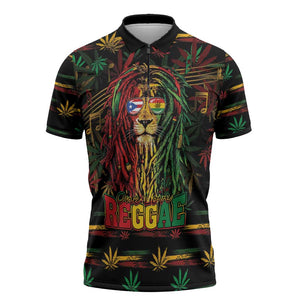 Personalized Puerto Rico One Love Reggae Lion Zipper Polo Shirt Caribbean Reggae Spirit