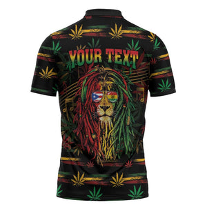 Personalized Puerto Rico One Love Reggae Lion Zipper Polo Shirt Caribbean Reggae Spirit